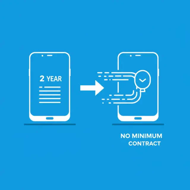 Image showing the progression of phones going from 2 year contracts to no minimal length.