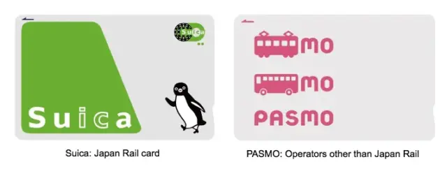 Image examples of what suica cards and pasmo card look like.
