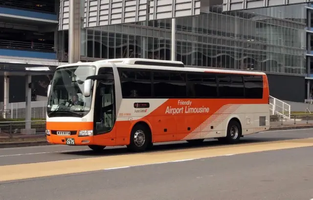 Airport Limousine Bus stopped at a bus stop in Japan